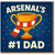 Arsenal's #1 Dad Trophy Father's Day Card - Football Fan Dad Card with Red & White Scarf Design