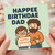 HAPPEE BIRTHDAE DAD - Funny Dad Birthday Card from Son or Daughter, Cute Cartoon Father and Child Illustration
