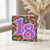 18th Birthday Card, Bold Purple 18 on Orange Abstract Wavy Background