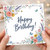 Birthday Card, Floral Happy Birthday Card with Butterflies and Wildflowers