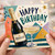 Birthday Card, - Happy Birthday Prosecco Bottle and Champagne Glass Design