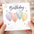 Birthday Card, Floral Balloon Butterfly Birthday Card