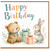 Birthday Card, Cute Teddy Bear and Rabbit Happy Birthday Card