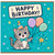 Birthday Card, Cute Cat Party Balloons Birthday Card