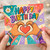 Birthday Card, Happy Birthday Retro Colourful Hands Heart Design