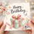 Birthday Card, Floral Gift Box Birthday Card