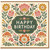Birthday Card, Floral Folk Art Birthday Greeting Card