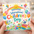 Birthday Card, Colourful Rainbow Balloon Kids Celebration Card