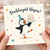 Birthday Card, Welsh Happy Birthday Penguin Cake Card