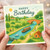 Happy Birthday Canal Boat Card - British Countryside Illustration with Narrowboat, Brick Bridge and Towpath Walkers - Scenic Waterside Greeting