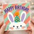 Birthday Card, Cute Bunny Happy Birthday Card