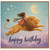Birthday Card, Whimsical Girl Riding Lion Happy Birthday Card
