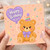 Birthday Card, Cute Teddy Bear Happy Birthday Balloon Design