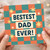 Bestest Dad Ever Card - Father's Day Card for Dad, Retro Teal & Orange Chequerboard with Starbursts, Bold Fun Typography