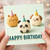 Birthday Card, Cute Cat Panda and na Party Hat Birthday Card