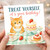 Birthday Card, Cute Kitten Birthday Card With Strawberry Cake and Treat Yourself Message