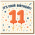 11th Birthday Card - It's Your Birthday! Big Orange Balloon Number 11 with Colourful Confetti - Fun Kids/Tween Card