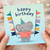 Birthday Card, Cute Elephant Party Flags Design