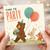 Birthday Card, Time to Party Cute Animal Party Card