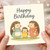 Happy Birthday Card - Cute Hedgehog Family Illustration - Sweet Woodland Animals Design for Children, Son or Daughter