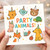Party Animals! Cute Animal Birthday Card for Kids - Cat, Dog, Bear, Fox, Bunny, Turtle & More in Party Hats - Fun Pun Birthday Greeting