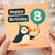 8th Birthday Card for Children - Cute Puffin Party Design with Number 8 Balloon and Happy Birthday Message