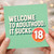 18th Birthday Card, Welcome to Adulthood It Sucks Funny Age 18 Card