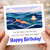 Birthday Card, Funny Happy Birthday Card with Cake in the Sea