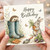 Birthday Card, Cute Hedgehog and Bunny Happy Birthday Card, Garden Animal Birthday Card