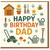 Dad Birthday Card - Cute Gardening Theme with Lawn Mower, Watering Cans, Shed and Flowers - Happy Birthday Dad Garden Tools Illustration