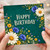 Birthday Card, Happy Birthday Floral Card with Daisy and Blue Flower Design