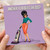 Birthday Card, Another Year Bites the Dust Retro Woman Vacuum Pun Card