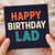 Happy Birthday Lad Card - Bold Typographic Design in Orange, Cream and Teal - Fun Birthday Card for Him