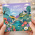 Birthday Card, Whimsical Floral Garden Bridge Scene