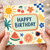 Birthday Card, Retro Fruit and Flower Birthday Card