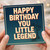 Funny Birthday Card - 'Happy Birthday You Little Legend' Bold Retro Typography with Tree and Bench Illustration