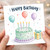 Birthday Card, Birthday Cake and Balloons Greeting Card