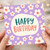 Birthday Card, Retro Daisy Floral Birthday Card
