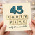 45th Birthday Card Funny Scrabble Tiles Design - 45 Forty Five, 'only 21 in scrabble' Milestone Humour Card for Him or Her