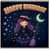 Birthday Card, Cute Witch and Black Cat Happy Birthday Card