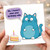 Birthday Card, Blue Cat Birthday Cake Joke Card