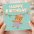 Cute Teddy Bear Birthday Card - Happy Birthday Text with Colourful Bunting and Party Hat Illustration
