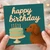 Happy Birthday Card - Cute Dog with Cake Illustration - Hand-Lettered 'happy birthday' - Ideal for Dog Lovers, Friends or Family
