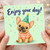 Birthday Card, Cute French Bulldog Party Card, Enjoy Your Day