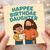 Funny Daughter Birthday Card - 'HAPPEE BIRTHDAE DAUGHTER' Cute Cartoon of Girl with Glasses and Bearded Man with Umbrella