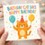 Birthday Card, Cute Cat Birthday Card, Happy Birthday Card