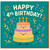4th Birthday Card for Kids - Cute Cake Character with Confetti - Happy 4th Birthday