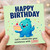 Birthday Card, Funny Cute Dinosaur Happy Birthday Card with Cake Message