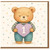 1st Birthday Card - Cute Teddy Bear Holding Heart with Number 1, Pastel Confetti Background - Sweet First Birthday for Baby Boy or Girl