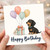 Birthday Card, Dachshund Birthday Card with Balloons and Gift